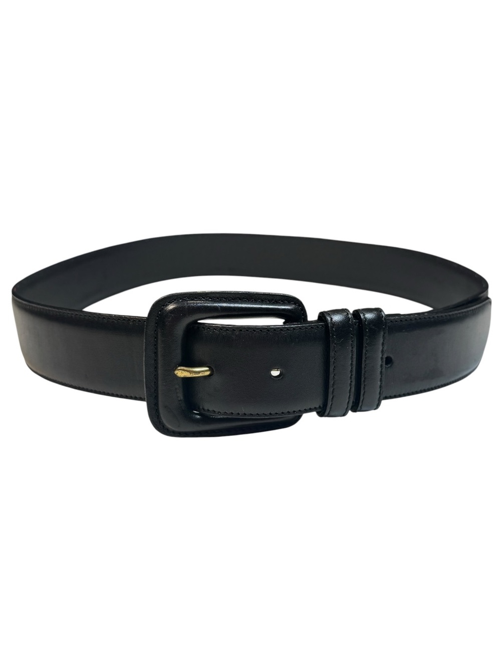 Vtg Ralph Lauren Collection Black Leather Wrapped Buckle Wide Belt Italy M / 30